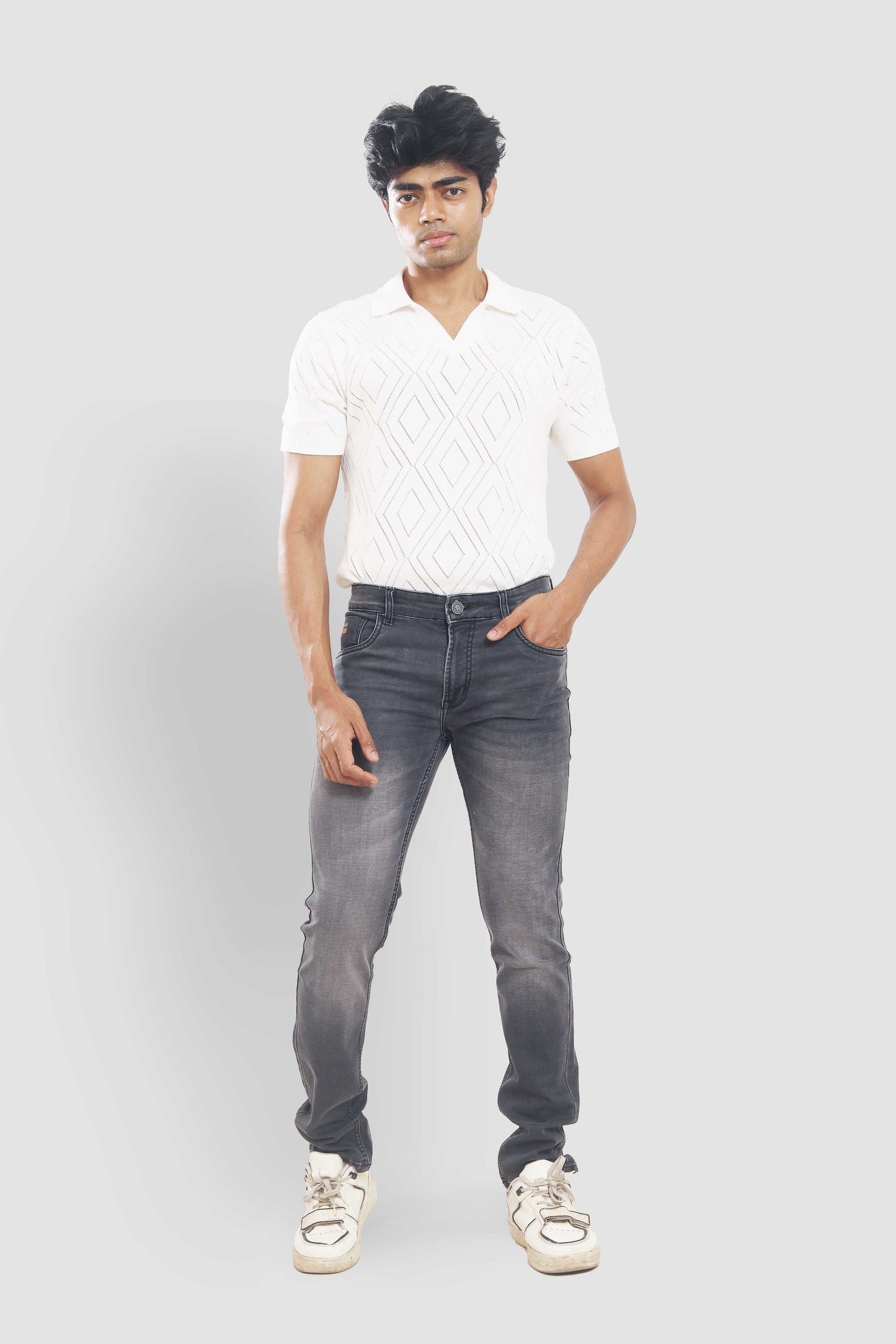 Men’s Charcoal Grey Washed Slim Fit Jeans 0132D201 PJD-201 5517