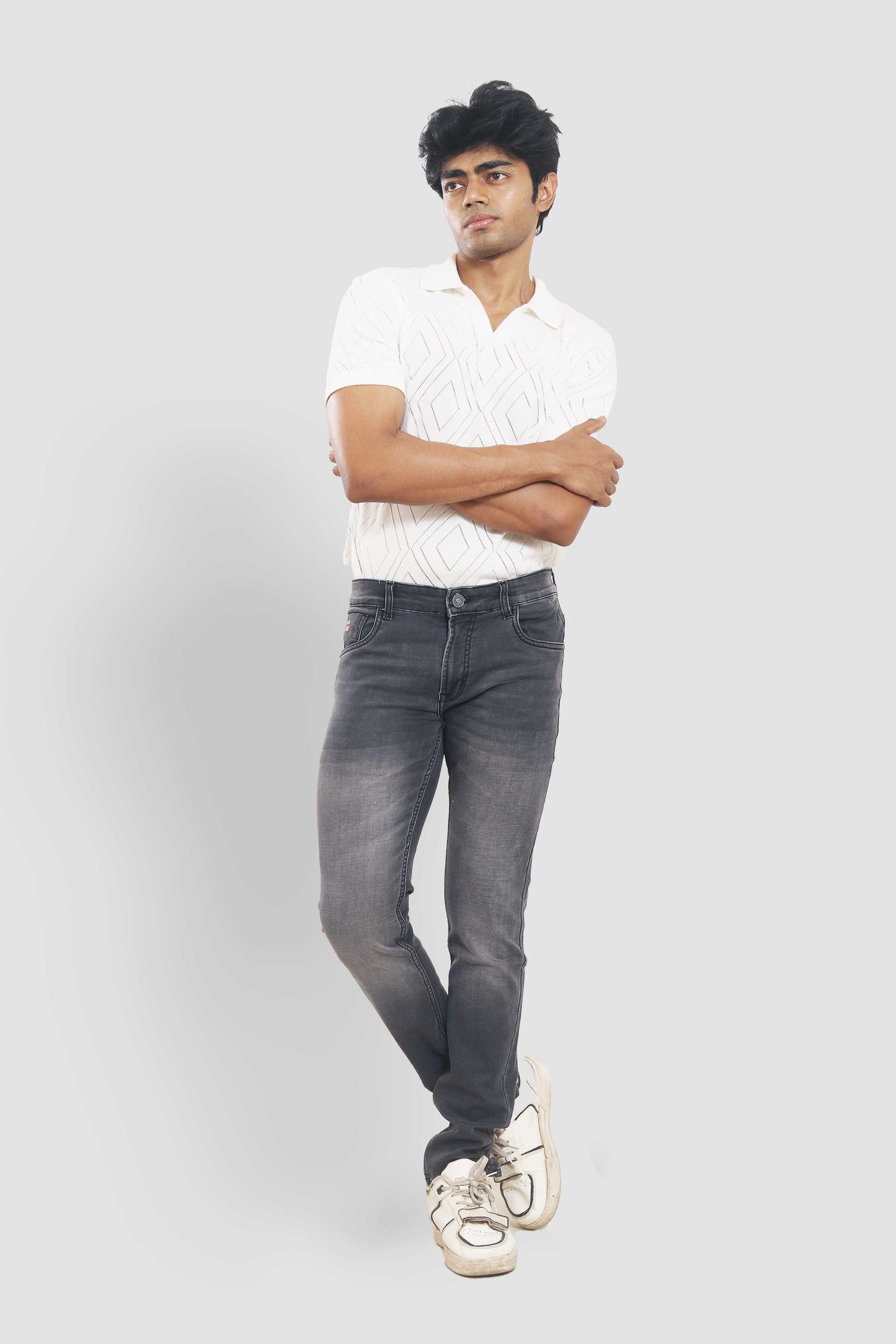 Men’s Charcoal Grey Washed Slim Fit Jeans 0132D201 PJD-201 5517