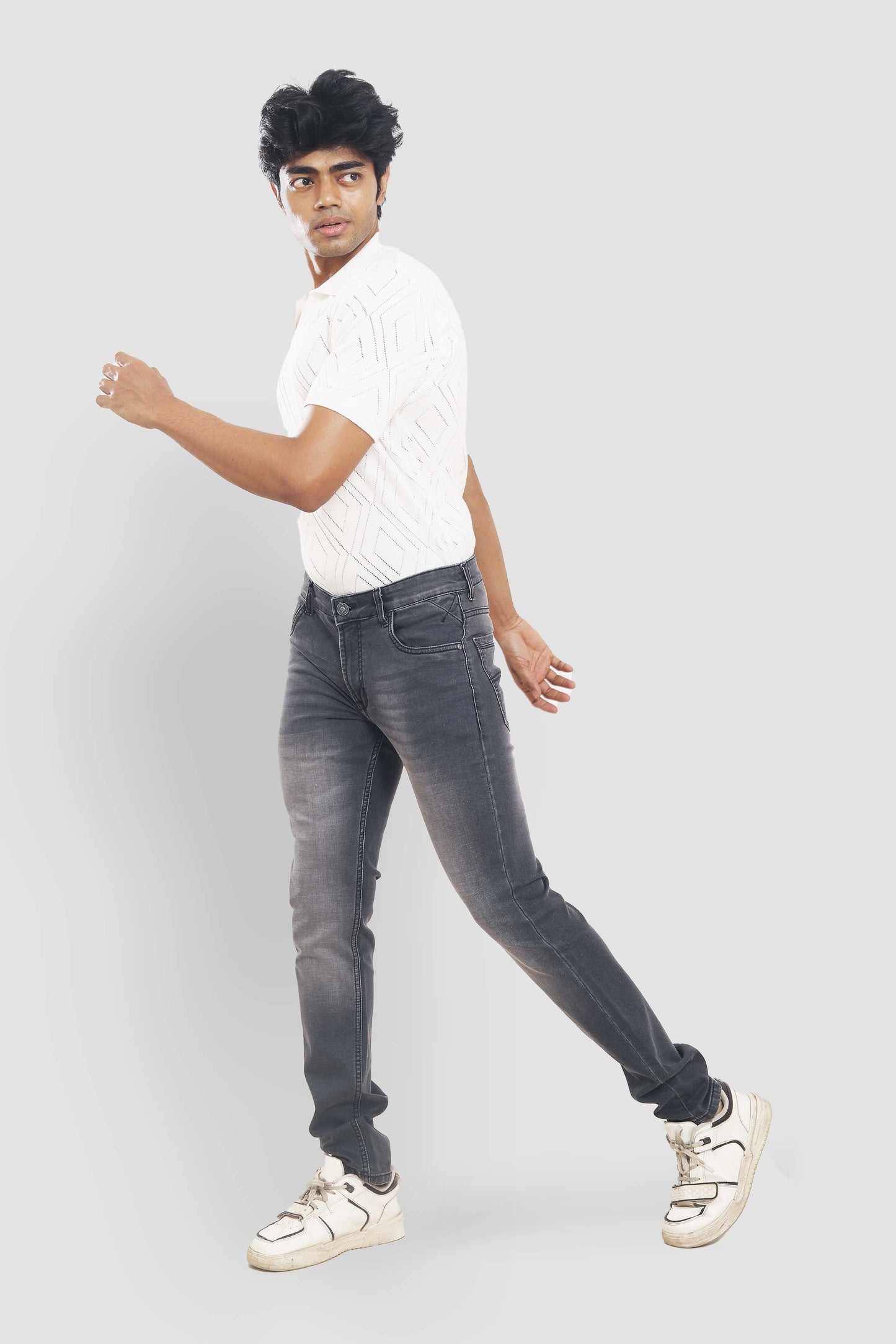 Men’s Charcoal Grey Washed Slim Fit Jeans 0132D201 PJD-201 5517