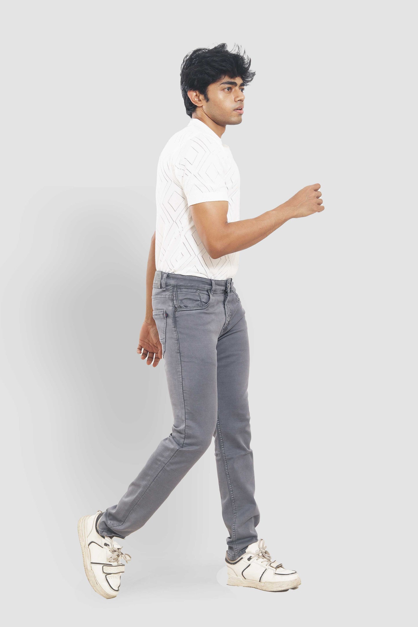 Grey Slim Fit Stretchable Jeans 1834D189 PJD-189 5528